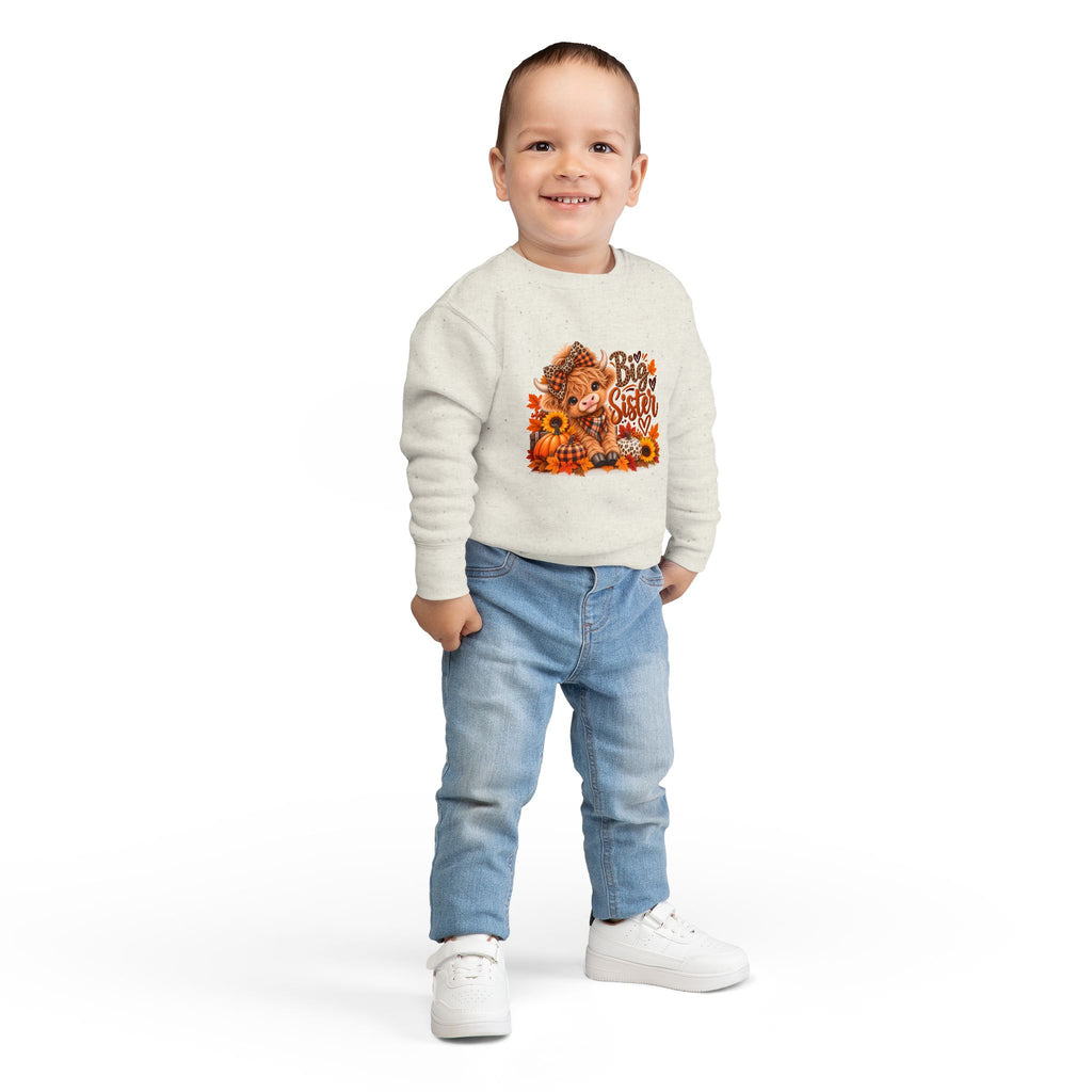 Big Sister Fall Highland Cow Toddler Sweatshirt