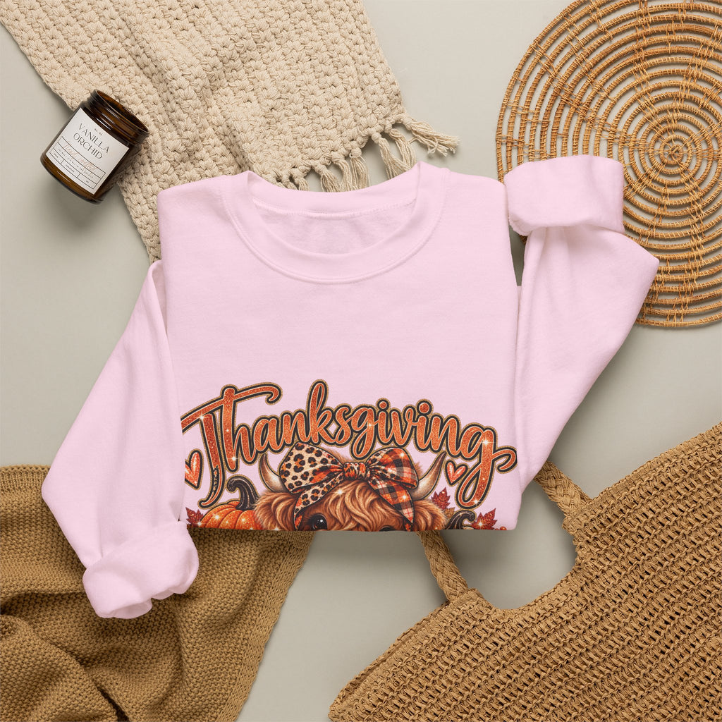 Thanksgiving Highland Cow Crewneck Sweatshirt