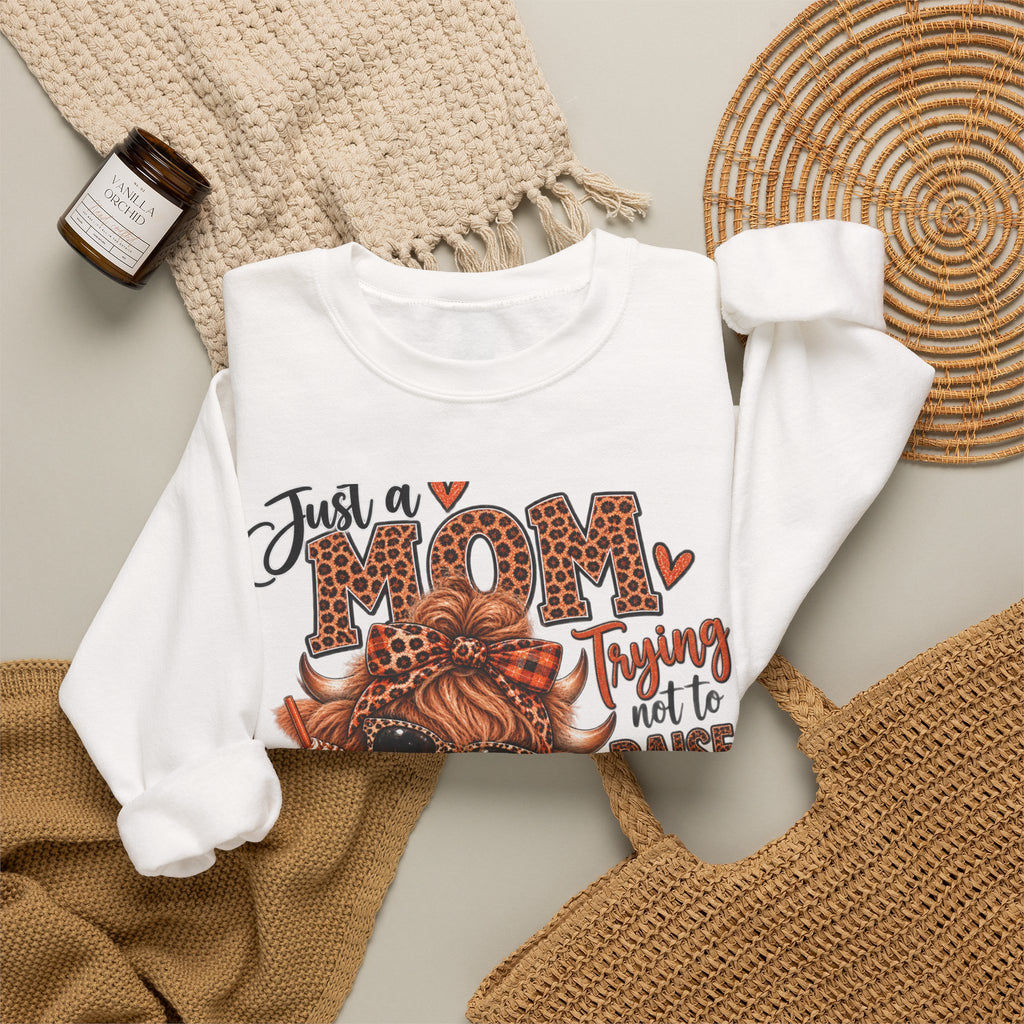 Just a Mom Thanksgiving Crewneck Sweatshirt – Fall Pumpkin Graphic
