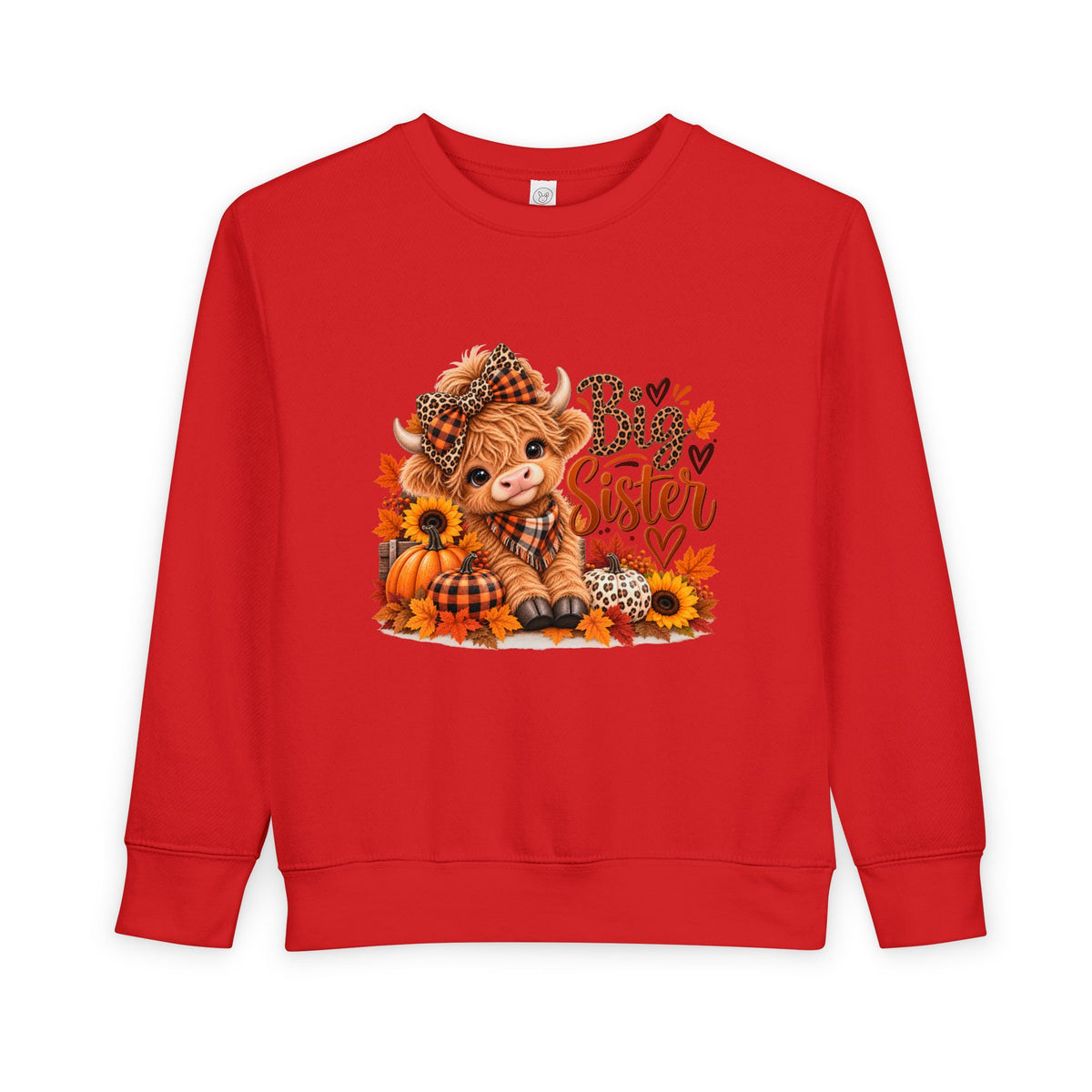 Big Sister Fall Highland Cow Toddler Sweatshirt