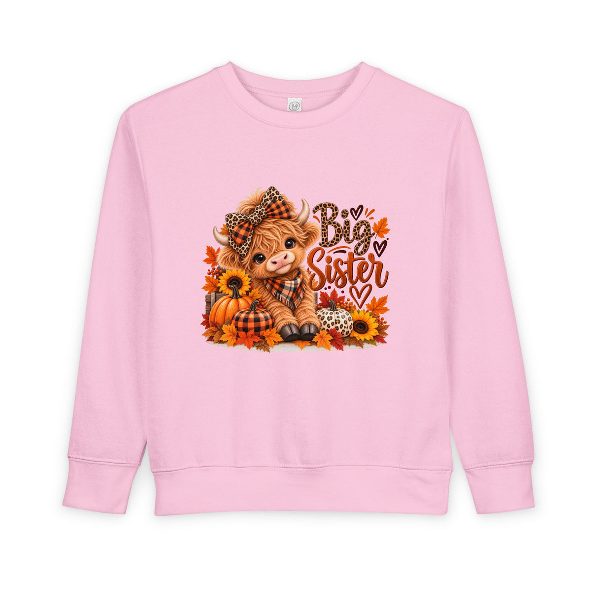 Big Sister Fall Highland Cow Toddler Sweatshirt