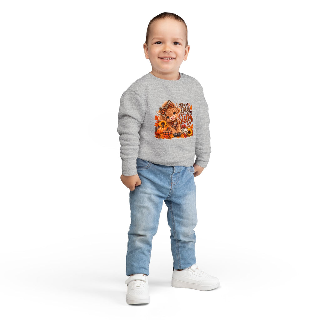 Big Sister Fall Highland Cow Toddler Sweatshirt