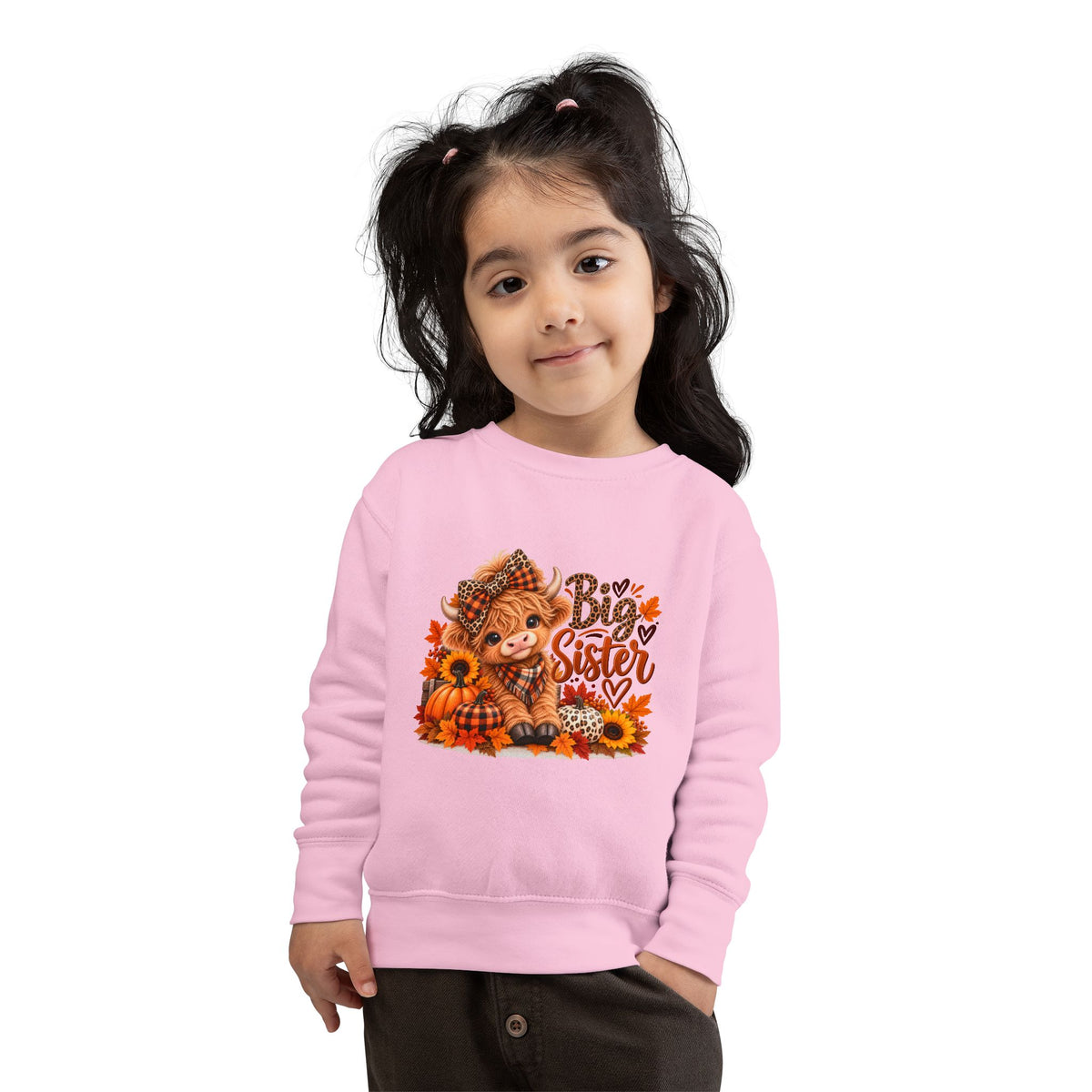 Big Sister Fall Highland Cow Toddler Sweatshirt