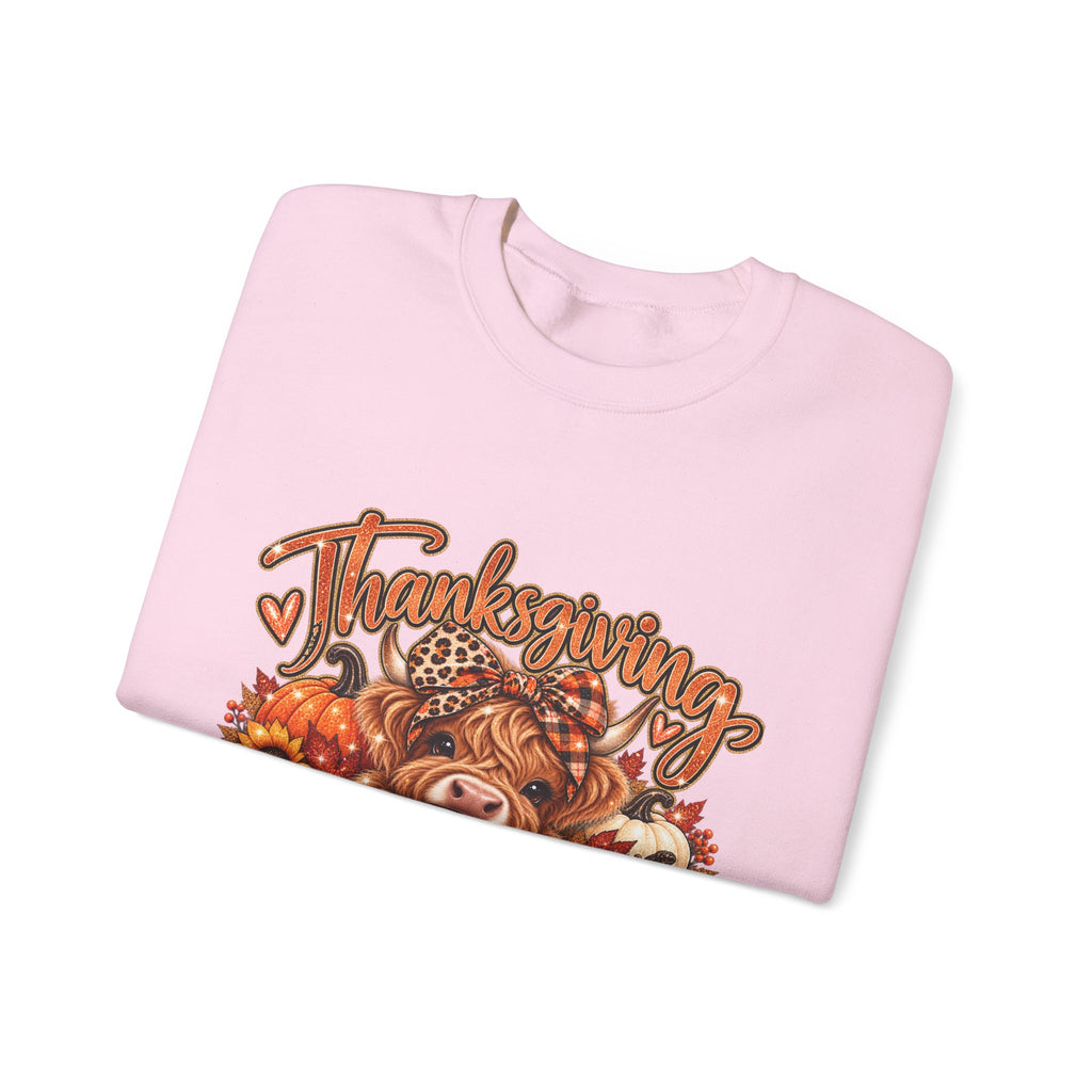 Thanksgiving Highland Cow Crewneck Sweatshirt