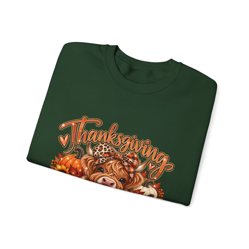Thanksgiving Highland Cow Crewneck Sweatshirt