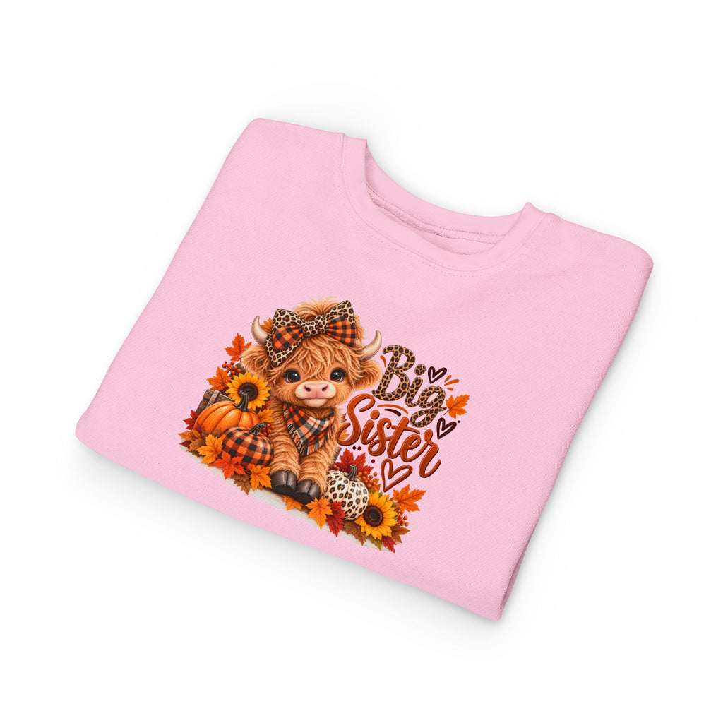 Big Sister Fall Highland Cow Toddler Sweatshirt