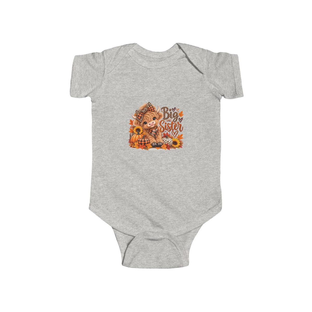 Infant Bodysuit – Highland Cow Autumn Floral “Be Kind” Baby Outfit