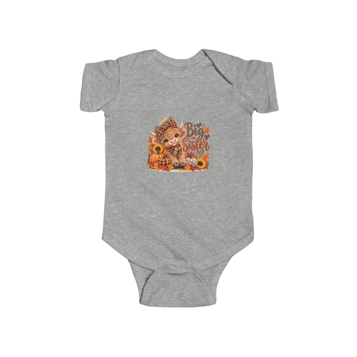 Infant Bodysuit – Highland Cow Autumn Floral “Be Kind” Baby Outfit