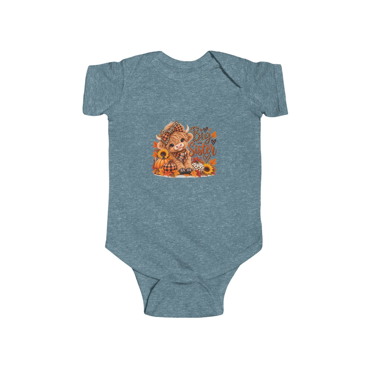 Infant Bodysuit – Highland Cow Autumn Floral “Be Kind” Baby Outfit