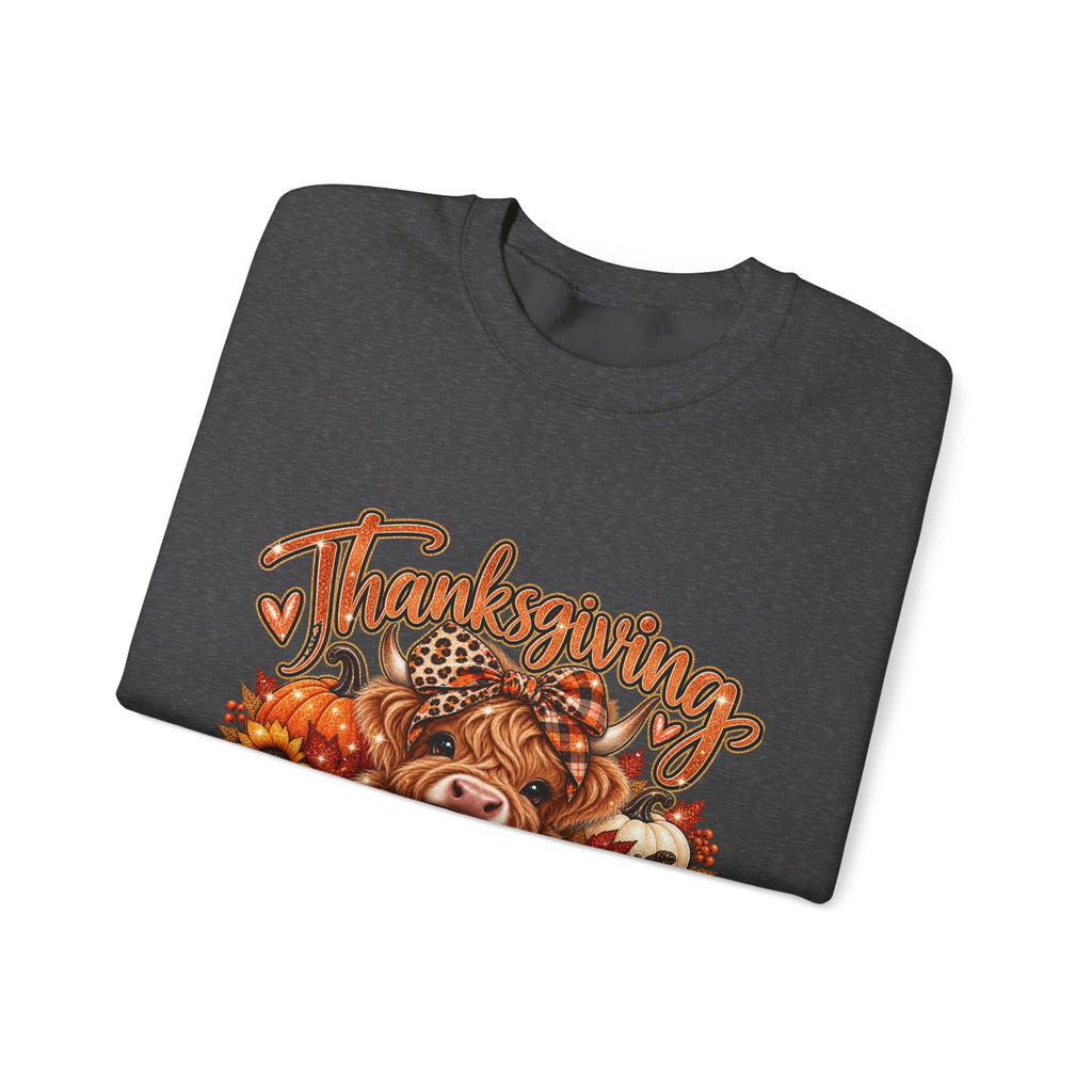 Thanksgiving Highland Cow Crewneck Sweatshirt