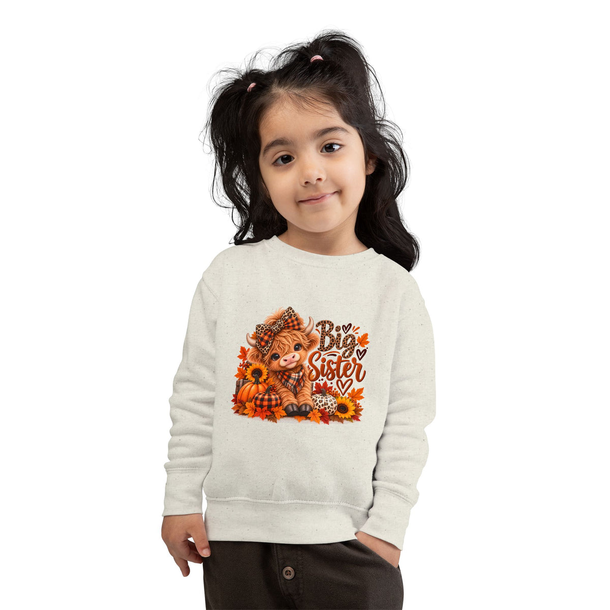 Big Sister Fall Highland Cow Toddler Sweatshirt