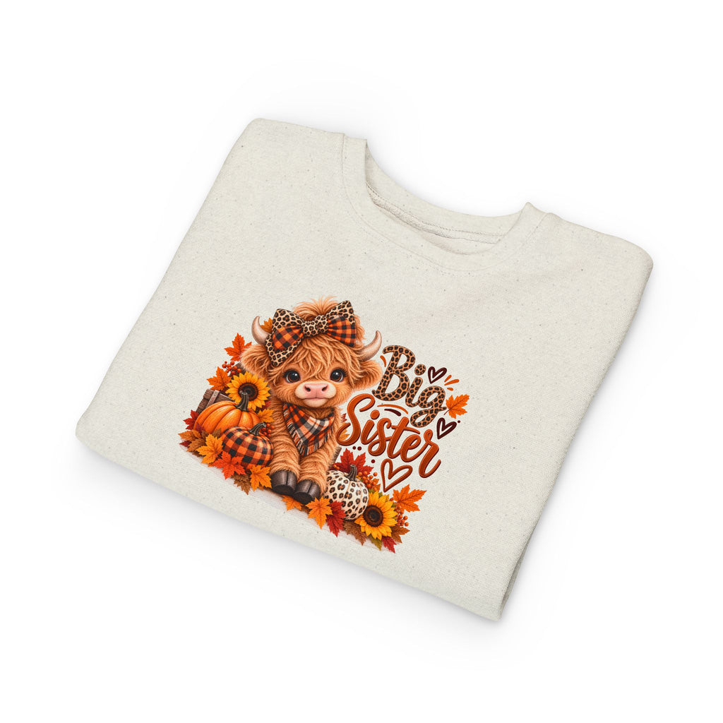 Big Sister Fall Highland Cow Toddler Sweatshirt