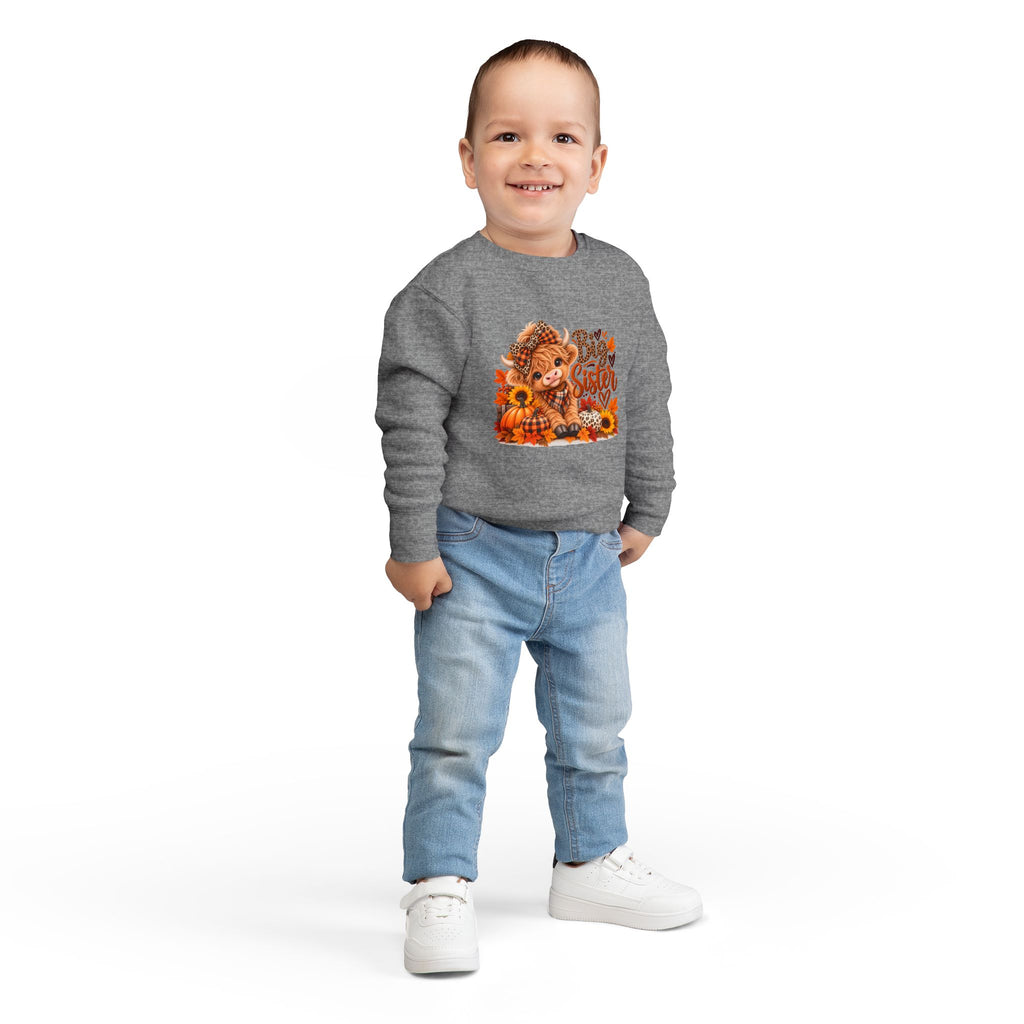 Big Sister Fall Highland Cow Toddler Sweatshirt