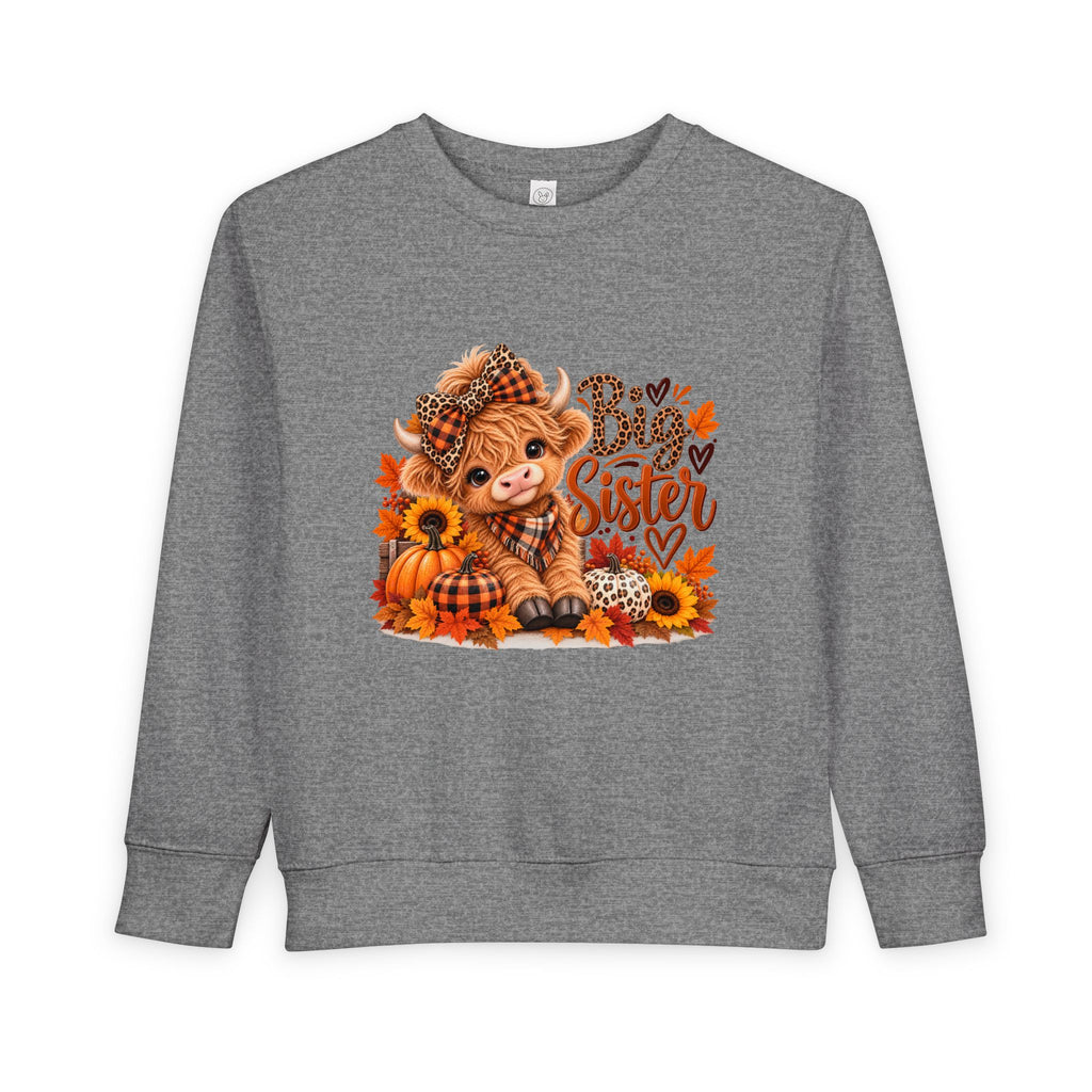 Big Sister Fall Highland Cow Toddler Sweatshirt