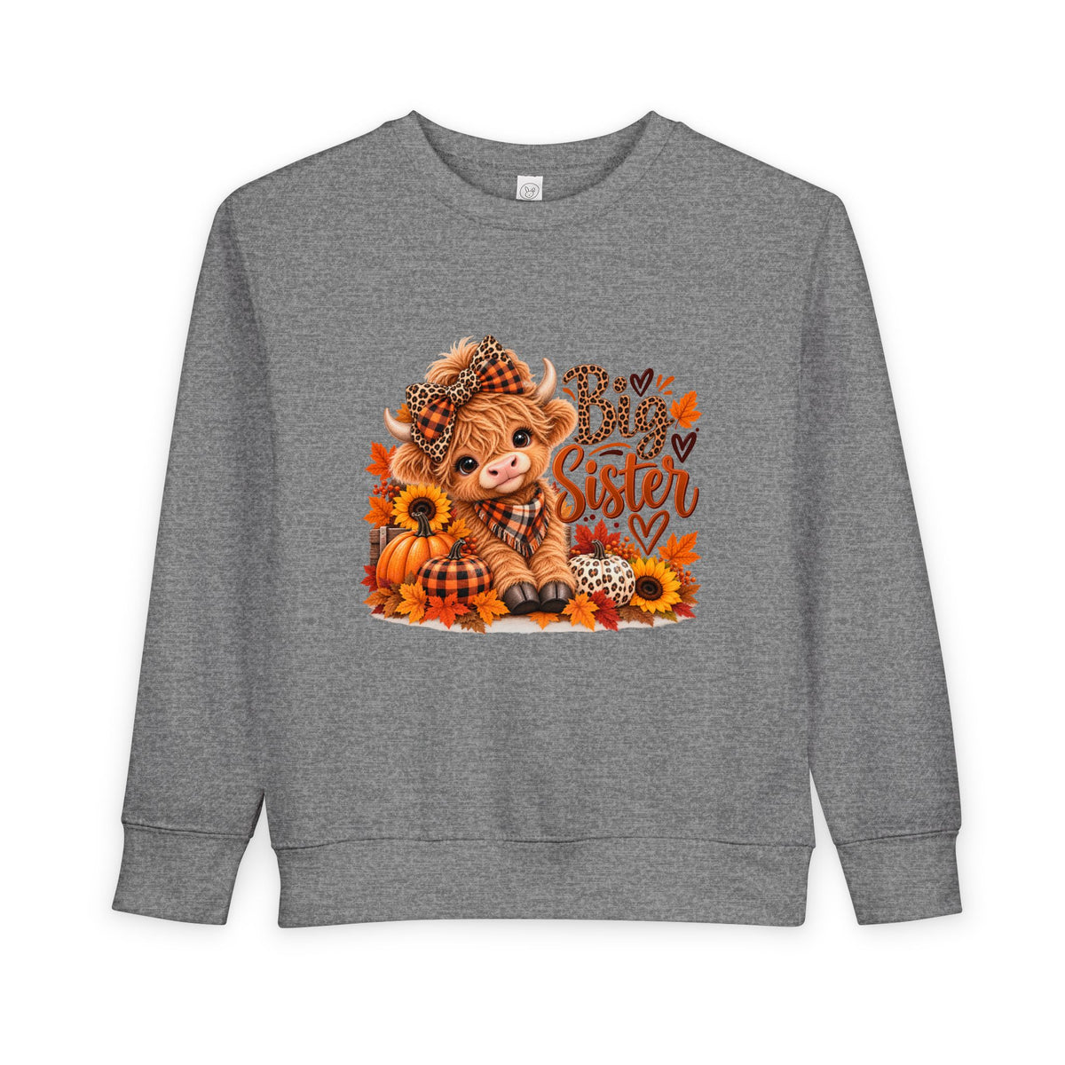 Big Sister Fall Highland Cow Toddler Sweatshirt