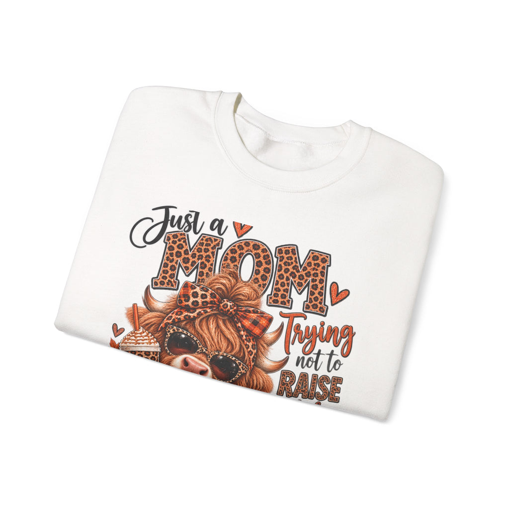 Just a Mom Thanksgiving Crewneck Sweatshirt – Fall Pumpkin Graphic