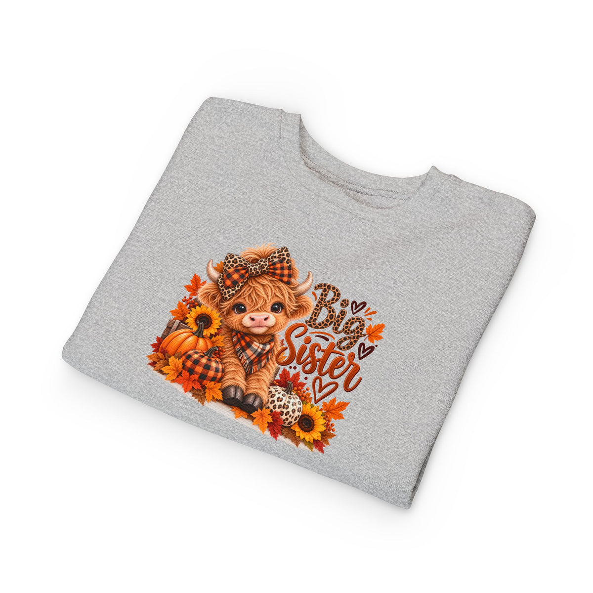 Big Sister Fall Highland Cow Toddler Sweatshirt