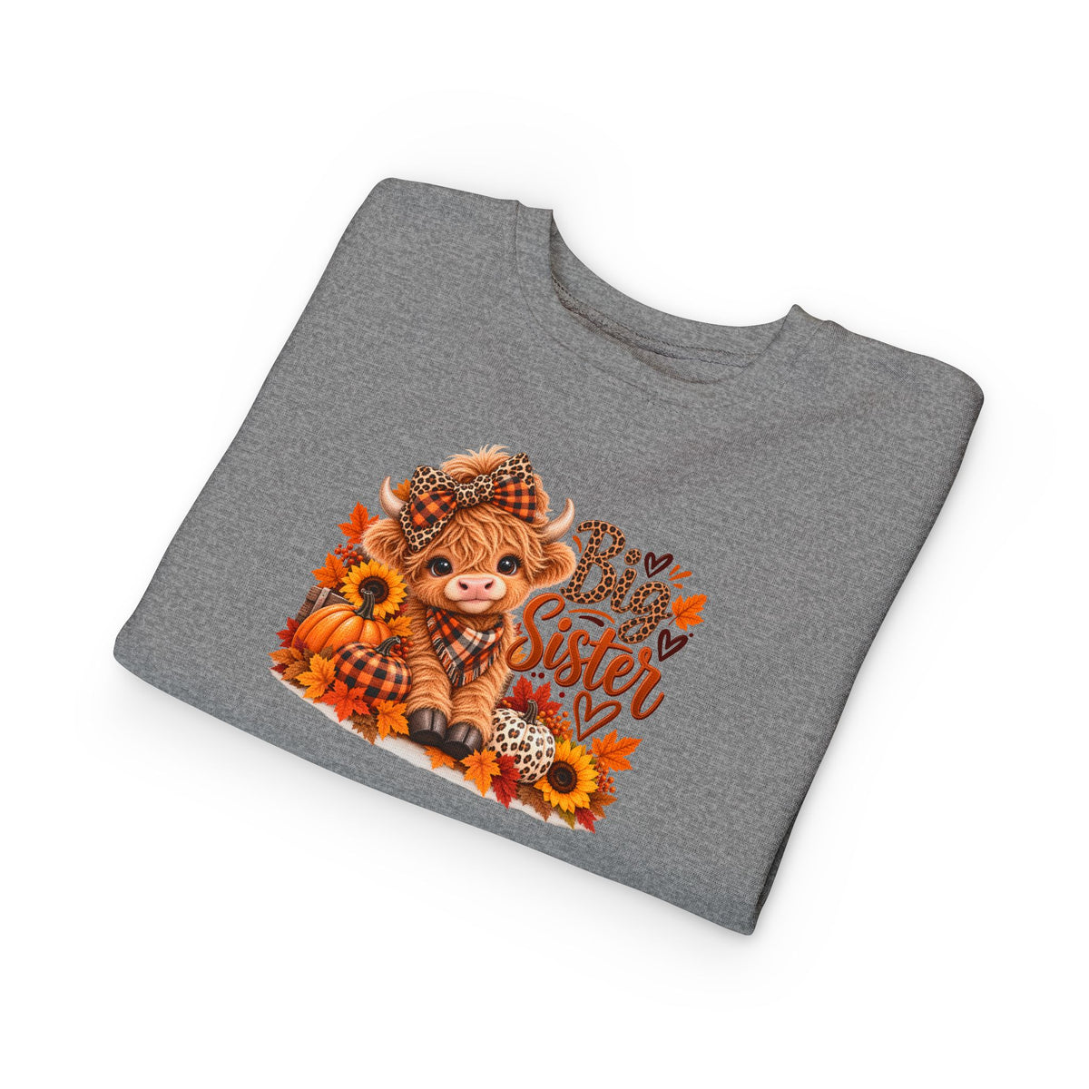 Big Sister Fall Highland Cow Toddler Sweatshirt