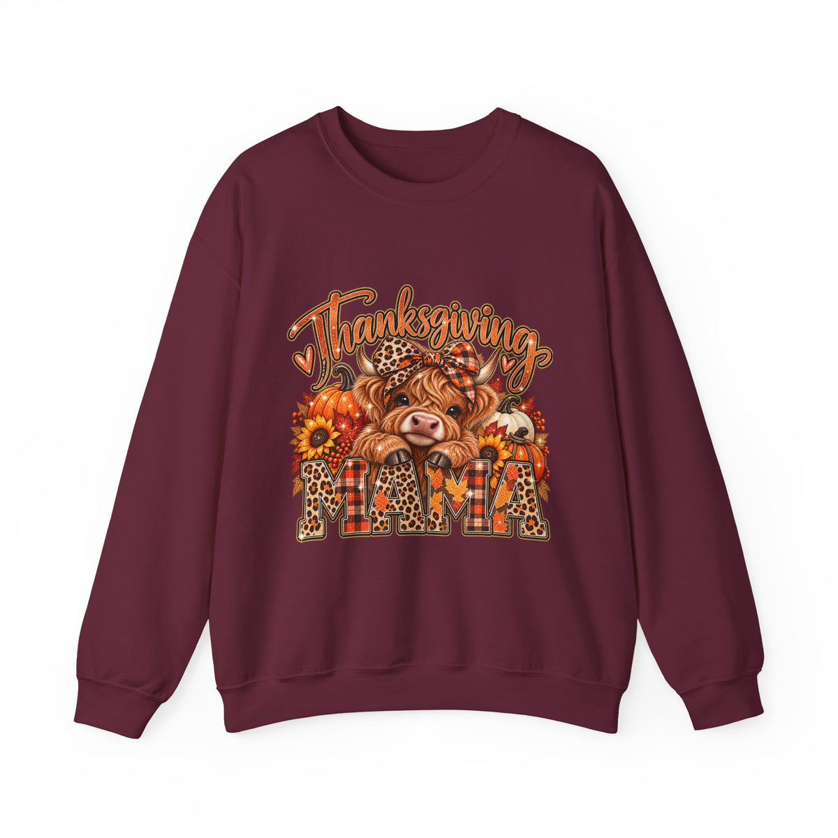 Thanksgiving Highland Cow Crewneck Sweatshirt