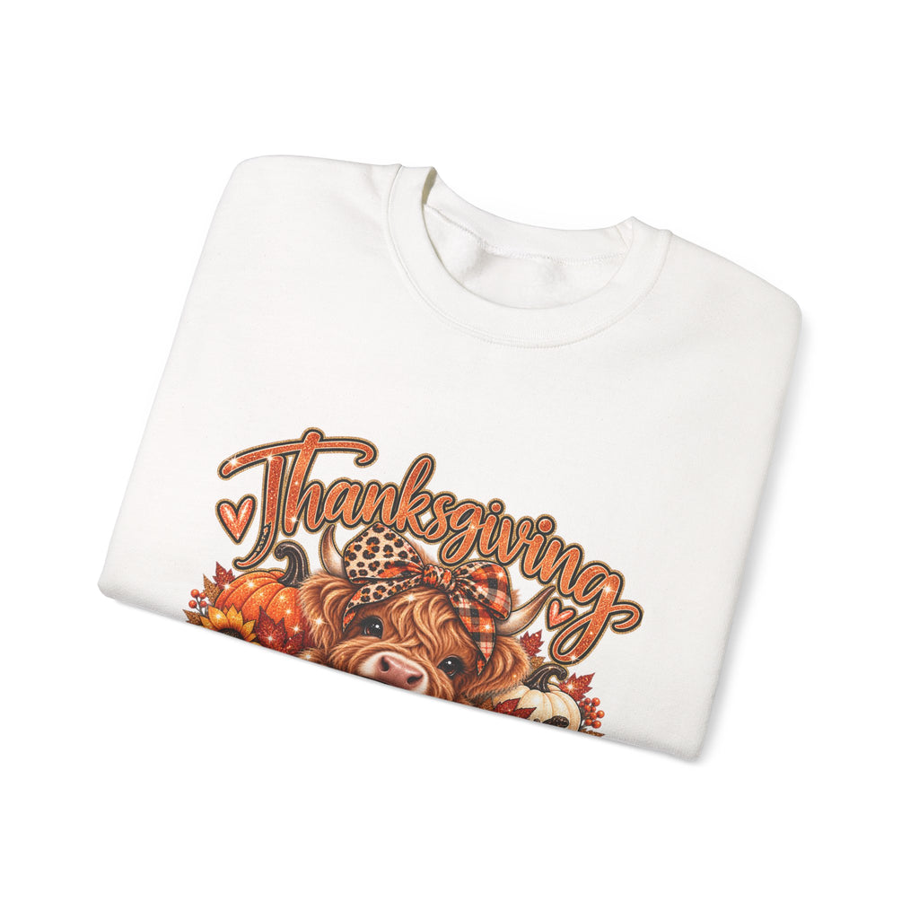 Thanksgiving Highland Cow Crewneck Sweatshirt