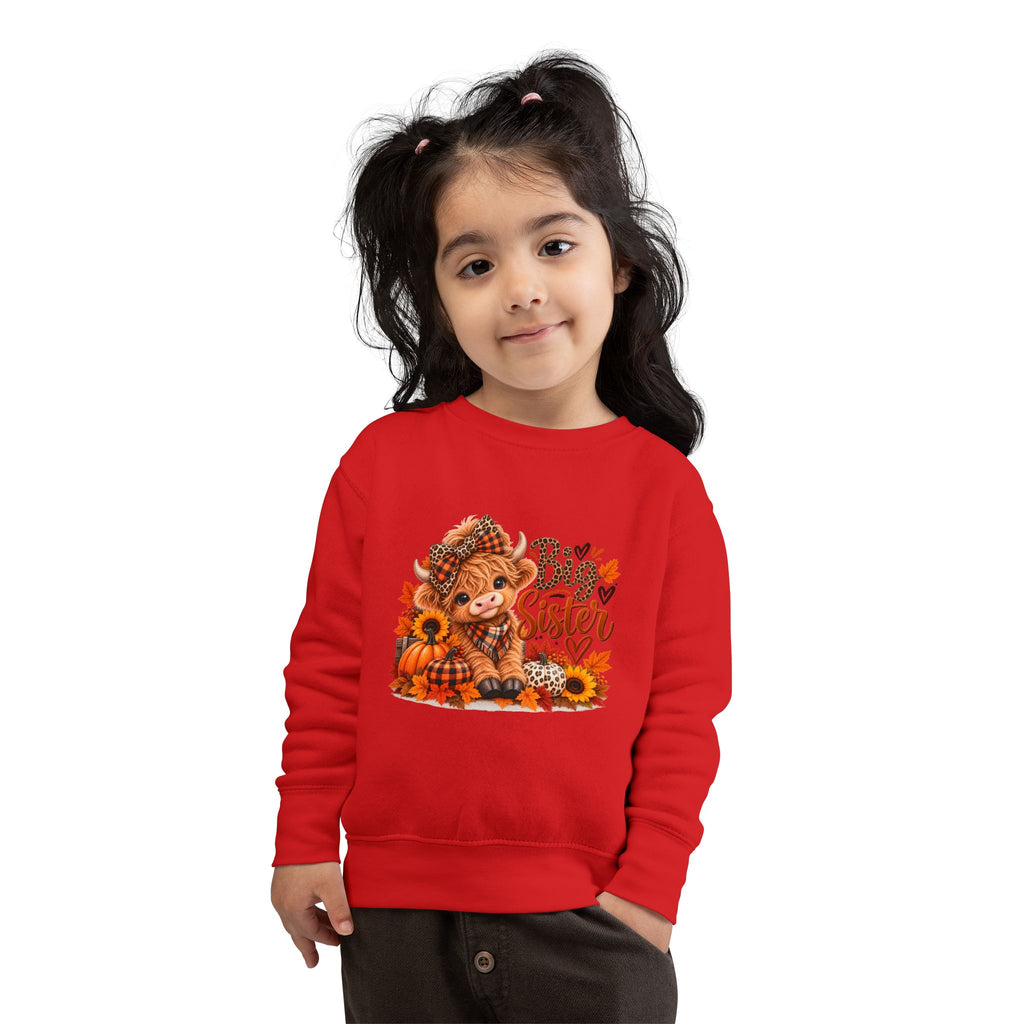 Big Sister Fall Highland Cow Toddler Sweatshirt