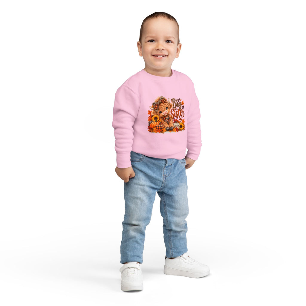 Big Sister Fall Highland Cow Toddler Sweatshirt