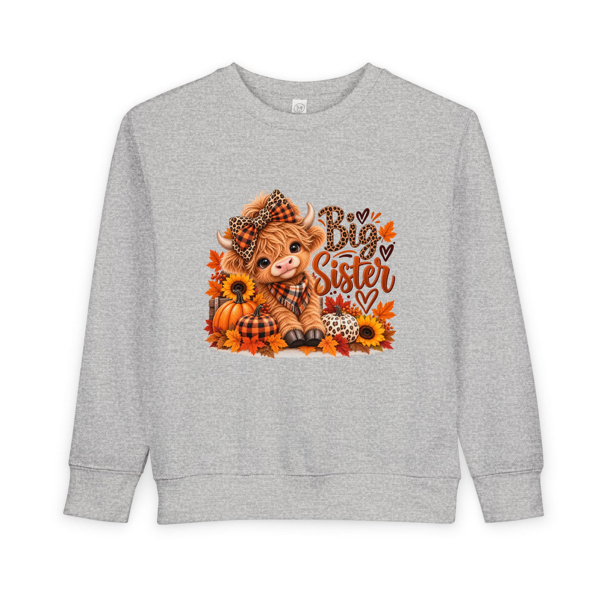 Big Sister Fall Highland Cow Toddler Sweatshirt