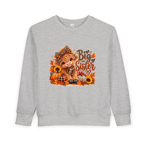 Big Sister Fall Highland Cow Toddler Sweatshirt