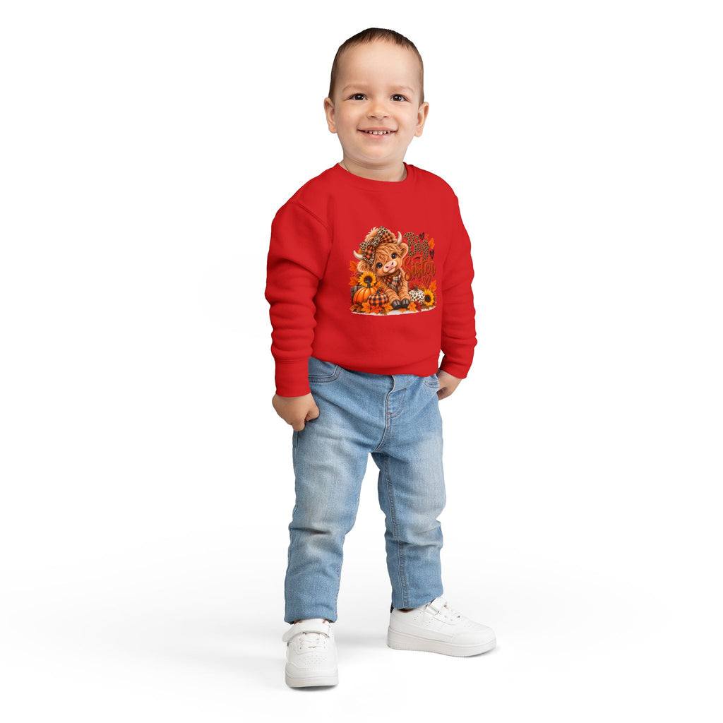 Big Sister Fall Highland Cow Toddler Sweatshirt