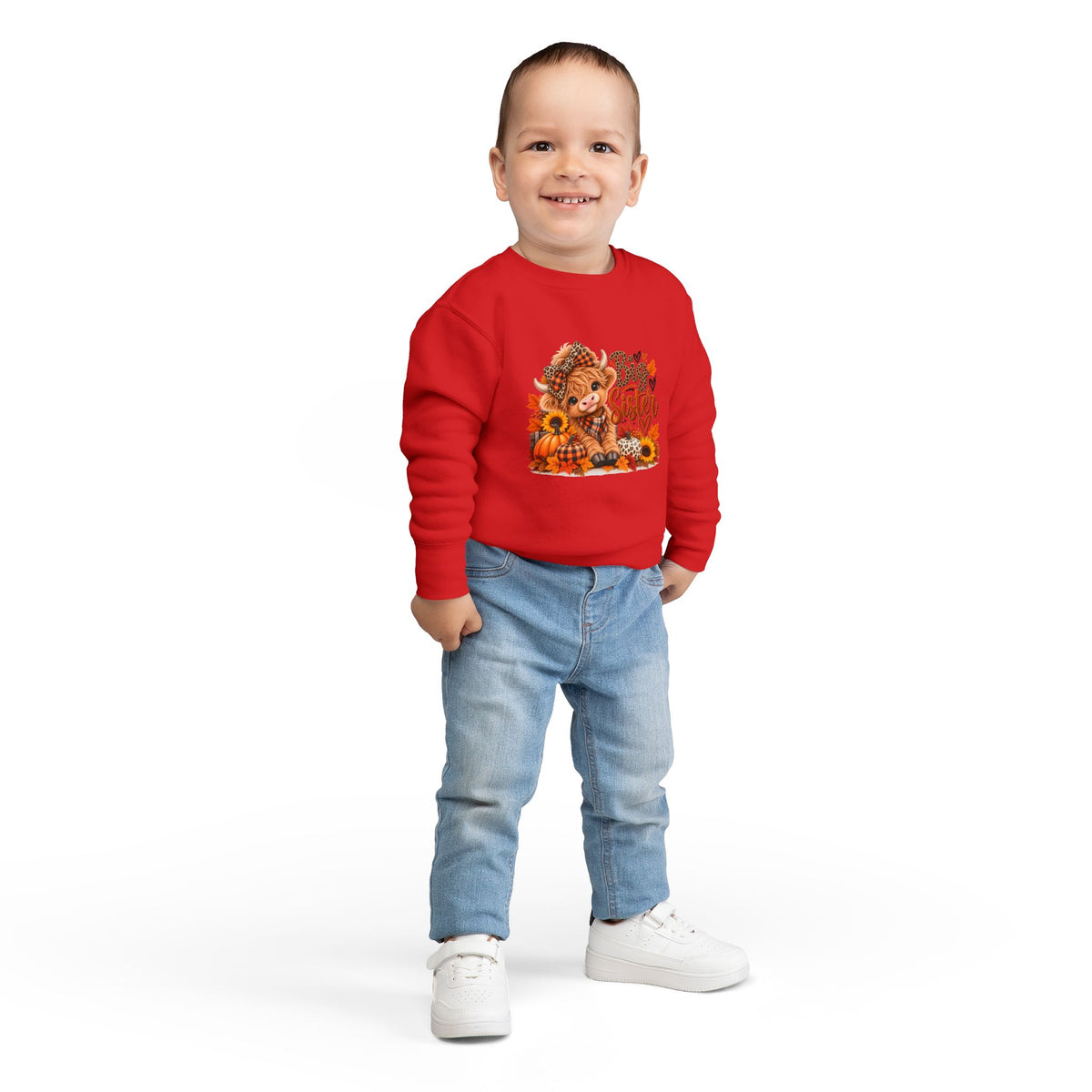Big Sister Fall Highland Cow Toddler Sweatshirt