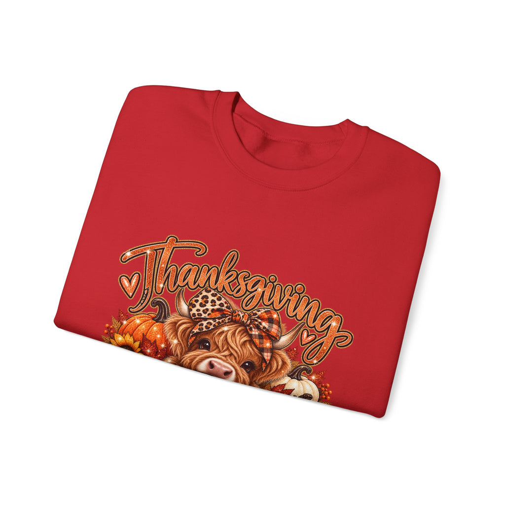 Thanksgiving Highland Cow Crewneck Sweatshirt
