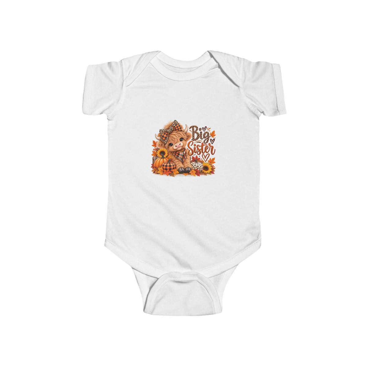 Infant Bodysuit – Highland Cow Autumn Floral “Be Kind” Baby Outfit