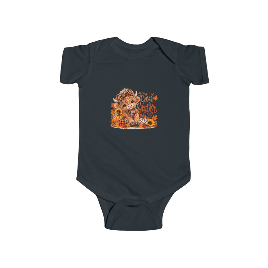 Infant Bodysuit – Highland Cow Autumn Floral “Be Kind” Baby Outfit