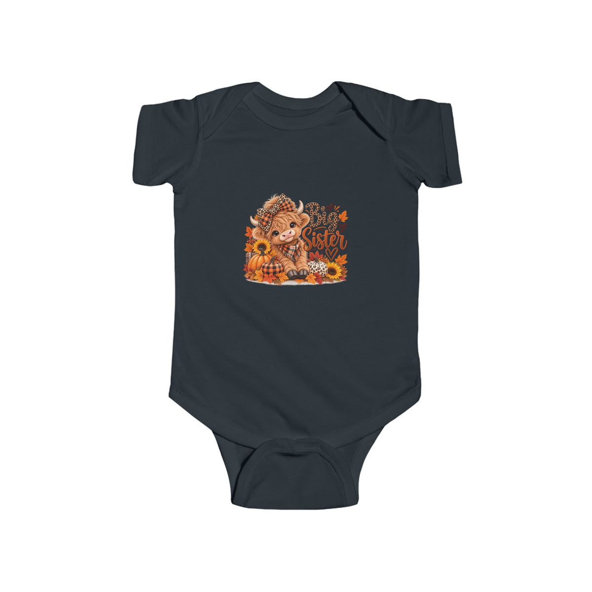 Infant Bodysuit – Highland Cow Autumn Floral “Be Kind” Baby Outfit