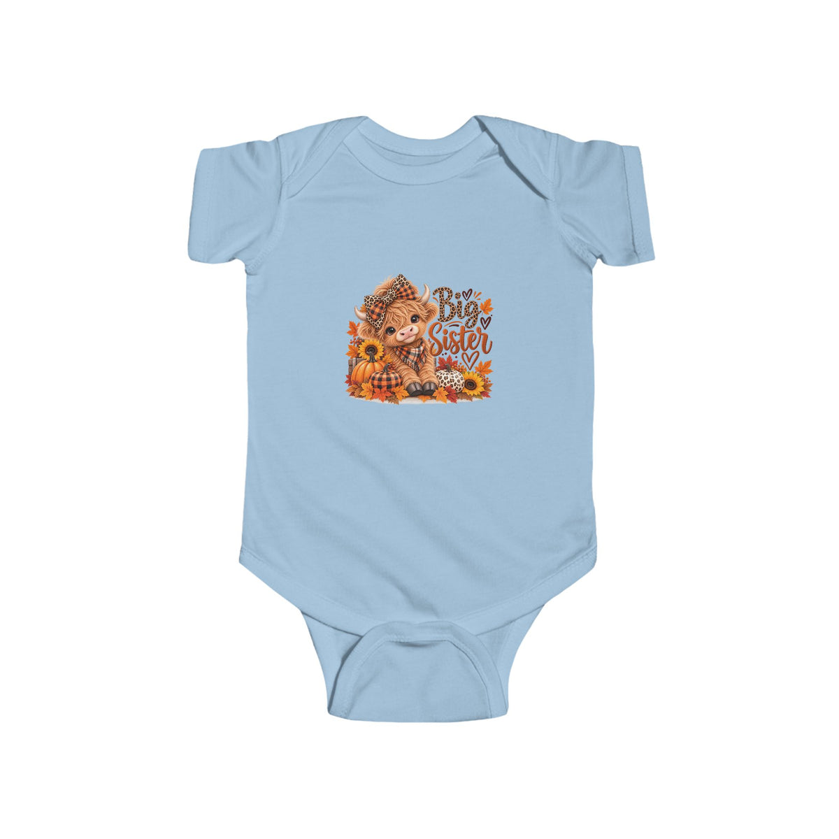 Infant Bodysuit – Highland Cow Autumn Floral “Be Kind” Baby Outfit