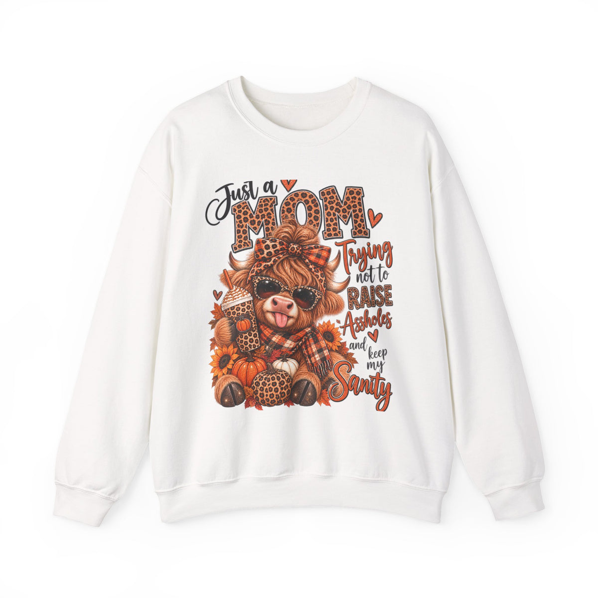 Just a Mom Thanksgiving Crewneck Sweatshirt – Fall Pumpkin Graphic