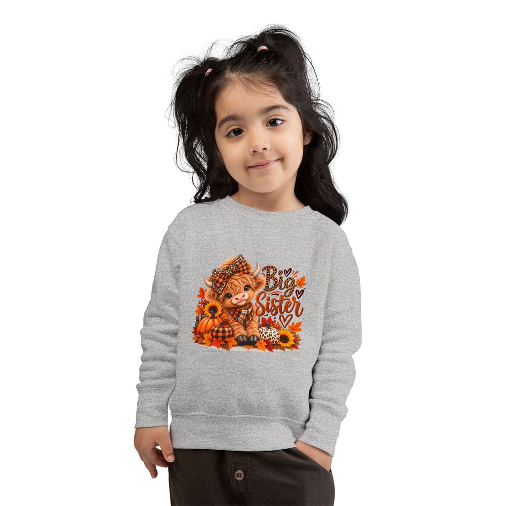 Big Sister Fall Highland Cow Toddler Sweatshirt